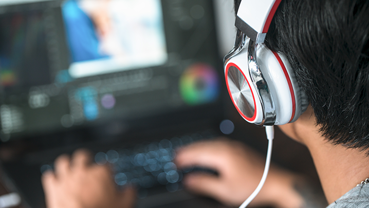 Edit suite headphones stock photo